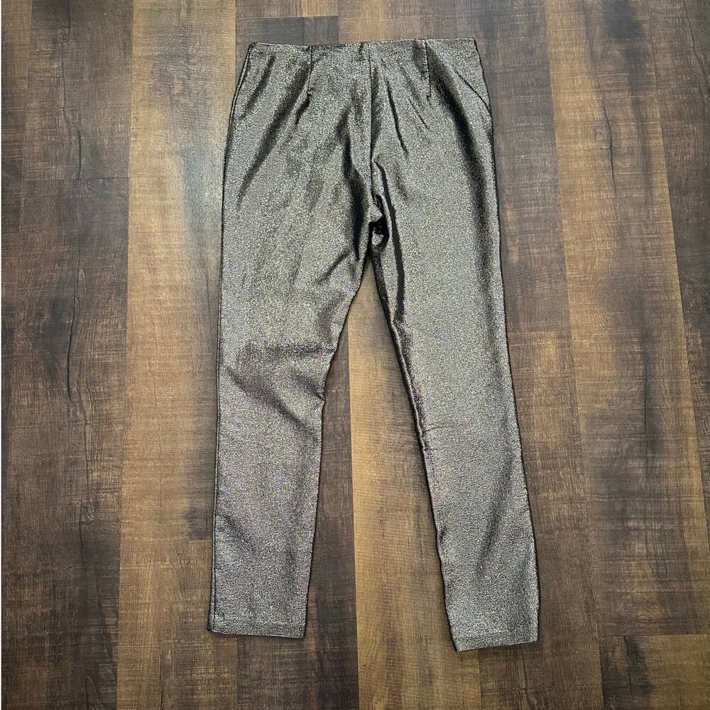 J.McLaughlin Metallic Ankle Pants Silver Shimmer Size 8 - Picture 3 of 10